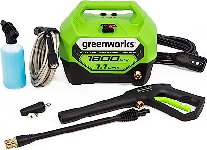 Greenworks 1800 PSI (1.1 GPM) Electric Pressure Washer PWMA Certified