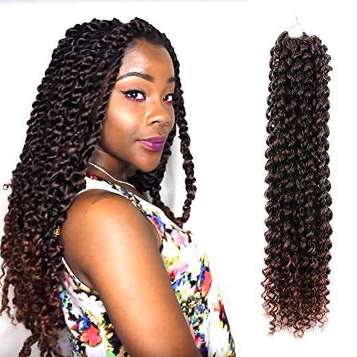 Passion Twist Hair Ombre Brown 18 inch 6 packs Water Wave Crochet Braids for Passion Twist Crochet Hair Passion Twist Braiding Hair Extensions