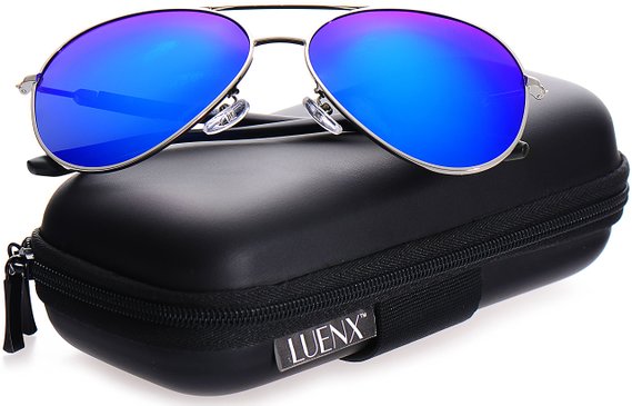 LUENX Aviator Polarized Sunglasses for Men & Women with Eyeglasses Case - UV 400