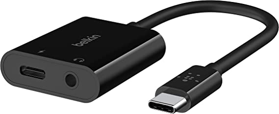 Belkin Rockstar 3.5mm Audio   USB-C Charge Adapter, USB-C Audio Adapter Compatible with iPad Pro 12.9, 11, Galaxy, Pixel, OnePlus and More