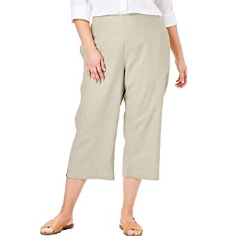 Woman Within Women's Plus Size Linen Capri