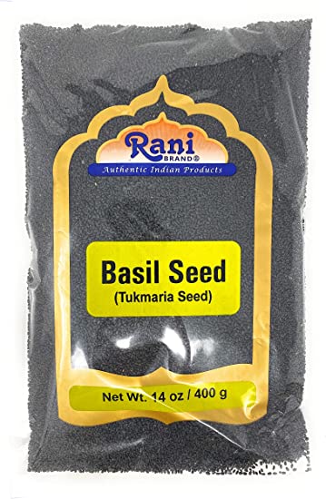 Rani Tukmaria (Natural Holy Basil Seeds) 14oz (400g) Used for Falooda / Sabja Dessert, Spice & Ayurveda Herbal ~ Gluten Friendly | Non-GMO | Vegan | Indian Origin