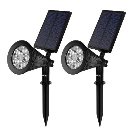 Kealive Solar Lights, Outdoor Lighting with 5 LED Spotlights, Adjustable Waterproof Auto On/Off Dark Sensor for Outdoor Wall, Garden, Lawn (2 pack)