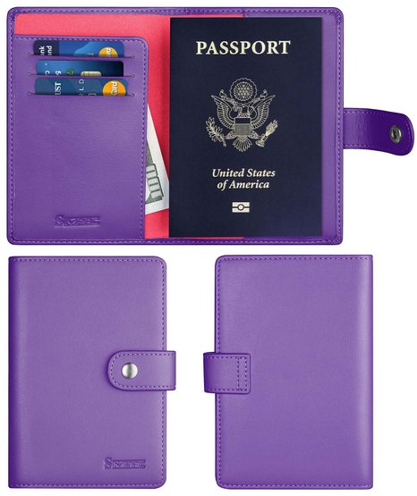 Simpac Leather Passport Holder Wallet Cover Case Travel Wallet RFID Blocking 12 Contract Colors