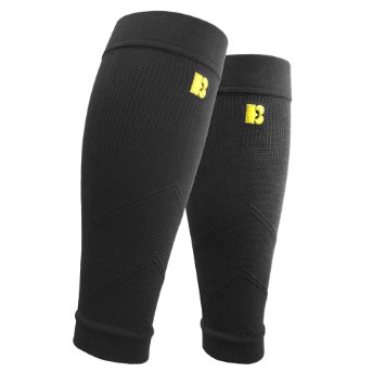 Bracoo Advanced Athletic Compression Leg Sleeves, Black, Size M