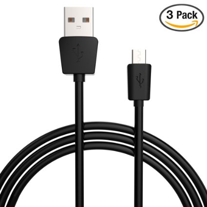 Micro USB Cable 3 Pack (3 Feet) - High Quality, Durable, Fast Charging Micro USB To USB Phone Cord - High Speed Connector For Samsung Tablet & Galaxy S3/S4/S5, LG, Nexus 5/7, HTC One, Note 2/3/4, Blackberry, Motorola, Nokia, Nexus 5/7, Verizon, Xperia, Sony