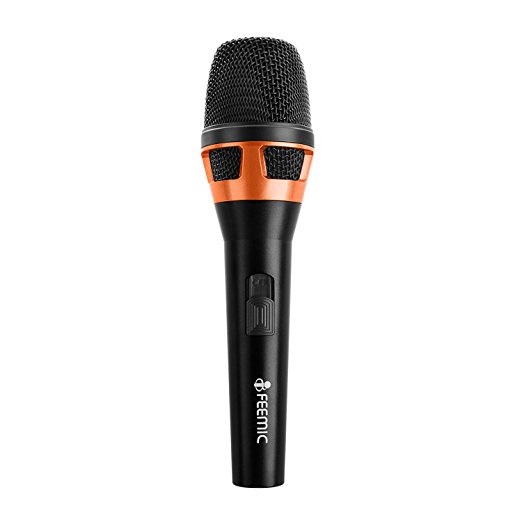 FEEMIC Dynamic Microphone Professional Handheld Vocal Mic with 6.3mm Plug, 5m Cable Length, with On/off Switch, Use for Karaoke, DJ System, KTV Club