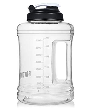 BOTTLED JOY Water Bottle 2.5L Large Water Jug with Handle BPA Free Plastic Sports Water Bottle Wide Mouth and Leakproof for Outdoor Gym Travel Office Home (White-3)