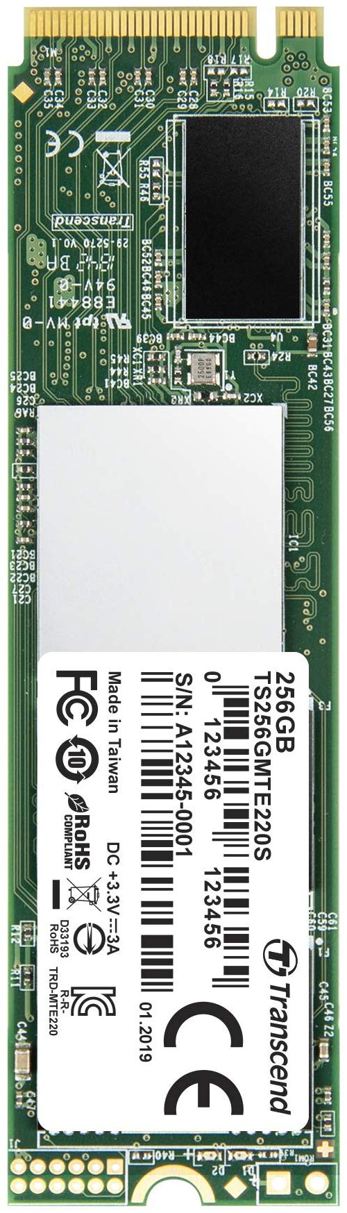 Transcend 256GB Nvme PCIe Gen3 X4 3, 500 MB/S 220S 80mm M.2 Solid State Drive (TS256GMTE220S)