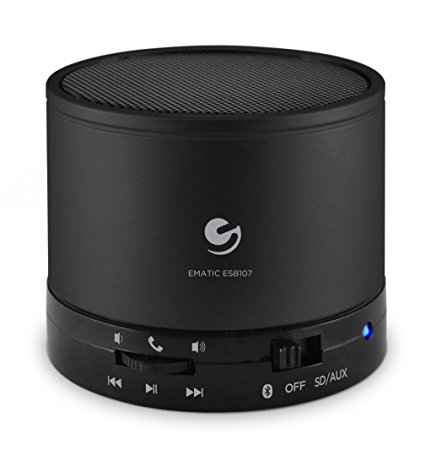 Ematic Bluetooth Wireless Speaker & Speakerphone for iPhone, iPad, iPod, Android devices, & Laptops, Black