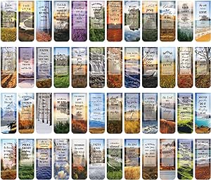 Zonon 48 Pcs Bible Verse Magnetic Bookmarks, Inspirational Scripture Christian Book Markers Religious Motivational Encouragement Flower Page Clips Presents for School Supplies (Forest Style)