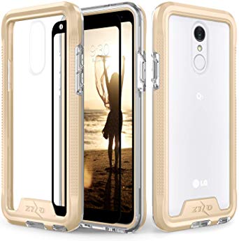 Zizo ION Series Compatible with LG Q7  Case Military Grade Drop Tested with Tempered Glass Screen Protector LG Q7 Plus Gold Clear