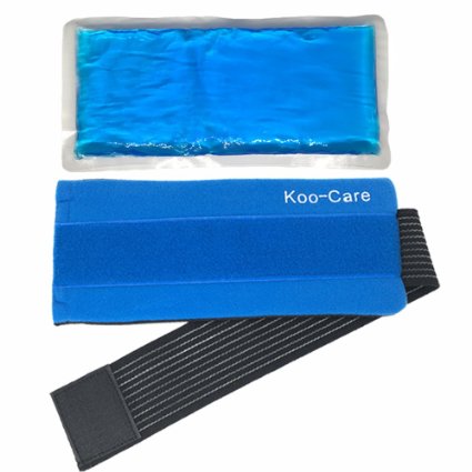Koo-Care Flexible Gel Ice Pack & Wrap with Elastic Velcro Strap for Hot Cold Therapy - Great for Migraine Relief, Sprains, Muscle Pain, Bruises, Injuries, Etc. (Head, Neck, Arm, Elbow, Knee, Ankle)