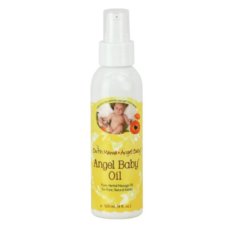 Earth Mama Angel Baby Oil, Natural Moisturizing & Nourishing Infant Massage Oil Infused with Organic Calendula, Unscented Fragrance Free for Sensitive Skin, 4 fl. oz.
