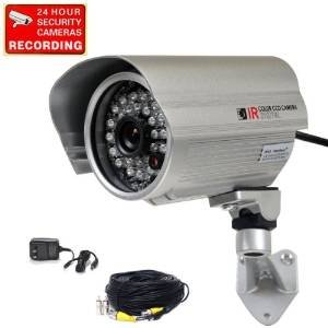 VideoSecu Bullet Outdoor Weatherproof Color CCD CCTV Security Camera 420TVL Wide View Angle Lens 28 Infrared IR Leds for Night Vision with Power Supply and Extension Cable IRX5 BAL