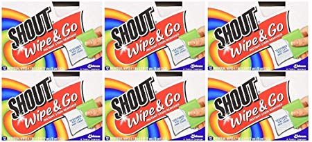 Shout Wipes - Portable Stain Treater Towelettes - (6- Pack,72 Wipes Count)