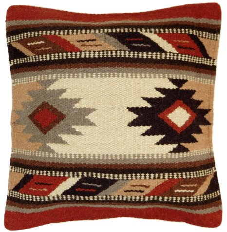 Throw Pillow Covers, 18 X 18, Hand Woven in Southwest and Native American Styles. High Quality Hand Crafted Western Decorative Pillow Cases in Wool. (Rico 16)