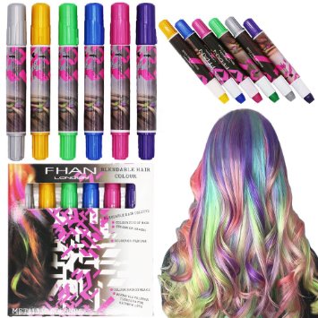 SOOKOO 6 Color Hair Chalk Set, Metallic Glitter Temporary Hair Color, No Mess, Built in Sealant, Works on All Hair Colors, 6 Count