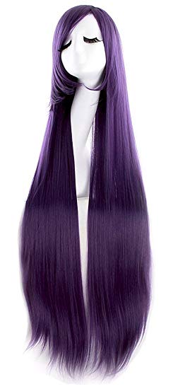 MapofBeauty 40" 100cm Anime Costume Long Straight Cosplay Wig Party Wig (Dark Purple)