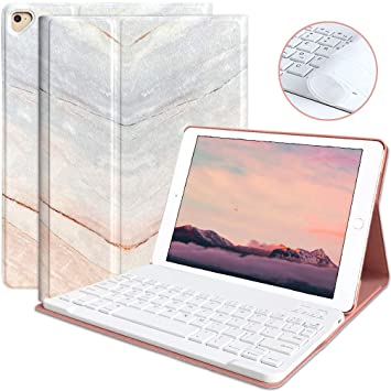 iPad Keyboard Case for iPad 9.7 2018 (6th Gen) iPad 2017 (5th Gen) iPad Pro 9.7 iPad Air 2 & 1 Detachable Bluetooth Keyboard Magnetic Auto Sleep/Wake(Marble Pink)