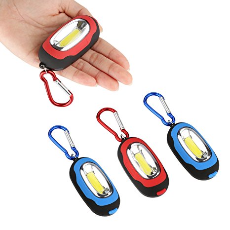 Accmor 4 PCS Small Keychain Flashlight,Super-Bright High Lumen Pocket Led Flashlight, Most Powerful Strobe Flashlight with Magnetic & Carabiner for Halloween (Red & Blue)