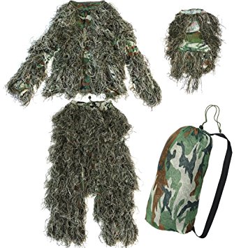 Yaheetech Camo Woodland Camouflage Forest Design Ghillie Suit, 4-Piece, XL/XXL