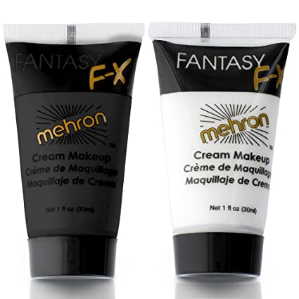 Mehron Makeup Fantasy F/X Water Based Face & Body Paint Black and White Face Paint Bundle