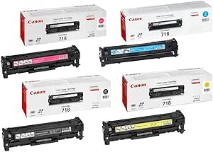 Pack de cartouches laser Canon I-Sensys 718 d'origine, couleurs cyan, magenta, jaune, noir – 2660B002/2662B005/2659B002/2661B002 pour LBP7200CDN/MFC8330/LBP8350CDN – boîte marron