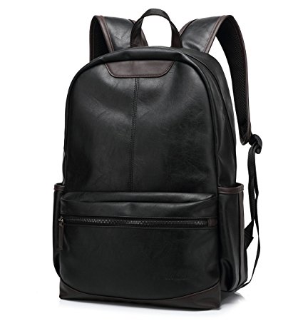 BAOSHA BP-19 Younger PU Leather 15 inch Laptop Backpack School College Rucksack Daypack Black
