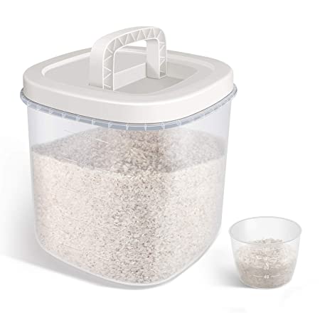 Airtight Food Storage Container - 10 Lbs Cereal Container Bin with Measuring Cup - Food Container Dispenser for Rice Flour Cereal Kitchen Storage
