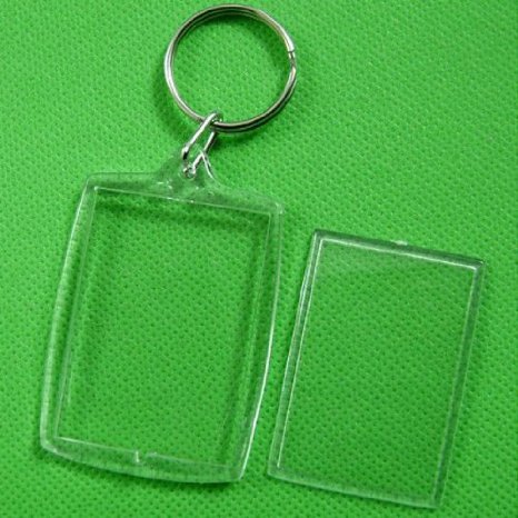 10pcs Transparent Blank Insert Photo Picture Frame Key Ring Split keychain