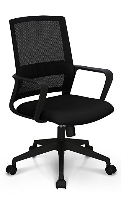 Office Conference Chair: Black Mesh Mid-Back Ergonomic Solid Frame Swivel Tilt Chair, Neo Chair (Black)