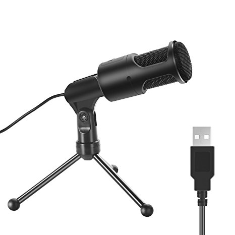 USB Microphone - Rerii Home Office Studio USB Condenser Microphone for Computer, Laptop YouTube Recording, Podcasting, Skype,Messenger and Gameswork