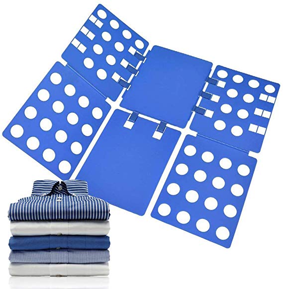 Lambony Clothes Folder Board - T-shirt Folding Board Adjustable Clothes Folder Adult Compact Flip Fold Laundry Magic Quick Finishing Save Time Blue