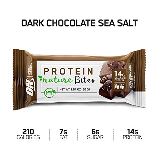 New! Optimum Nutrition Nature Bites, Decadent Protein Snack, Vegan Snack, Gluten Free, GMO Free, Flavor: Dark Chocolate Sea Salt, 9 Count