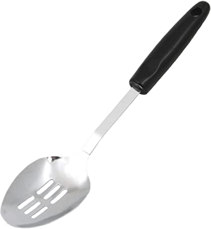Chef Craft 12931 Select Stainless Steel Spoon Slotted, 12.75 inches, Black