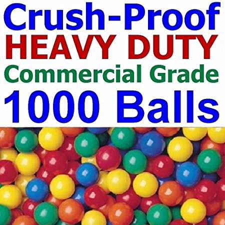 1000 pcs Commercial Grade Heavy Duty Crush-Proof Plastic Ball Pit Balls in Bright Colors - Jumbo 3" Phthalate Free BPA Free non-PVC non-Recycled non-Toxic