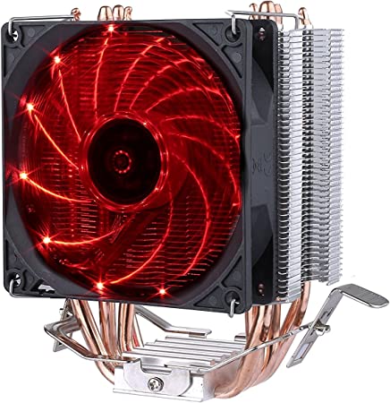 upHere 92mm CPU Cooler Silent with 4 Direct Contact Heatpipes, LED Red(C92R)
