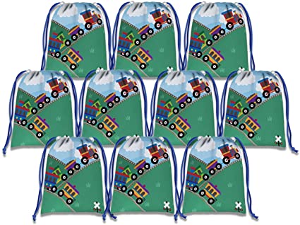 Train Drawstring Bags Kids Birthday Party Supplies Favor Bags 10 Pack