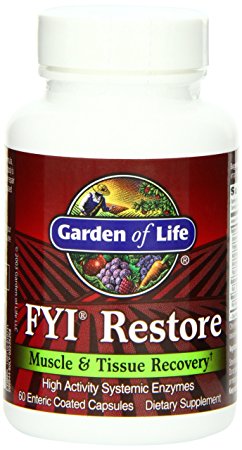 Garden of Life Systemic Enzymes - FYI Restore for Muscle and Tissue Recovery, 60 Capsules