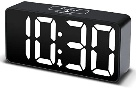 DreamSky Small LED Digital Alarm Clock with USB Port for Charging, Large Clear Red Digits Display, Loud Alarm, Adjustable Volume and Brightness, 12/24Hr, Simple Bedside Clock, Mains Powered