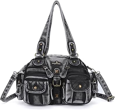 Angel Kiss Hobo Crossbody Purses for Women Shoulder Bag Multipocket Soft Hobo Purses Removable Strap Leather Handbags