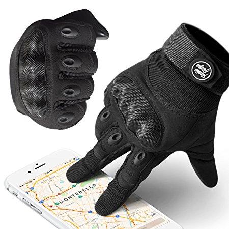 Indie Ridge Powersports Gloves, Pro-Biker Carbon Fiber Powersports Racing Gloves with Touch Screen Fingertips (Large)