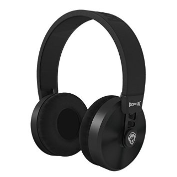 PopClik 2 ONE PRO Headphone BLACK Leather Elegance and Soft-Spoken Steel 50 mm Neodymium Magnet Driver Over the Ear