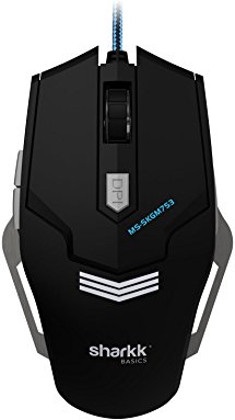 Gaming Mouse Sharkk Basics Ergonomic Wired Metal MMO Gaming Mouse – 2500 DPI 3600 FPS and Six Programmable Button Mouse for Gamers
