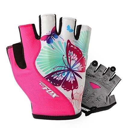 FREEMASTER Full Finger Gel Girl's Cycling Gloves Touch Screen Sport Women's Half Fingerless Mountain Road Gloves Bicycle Bike Mittens Pink