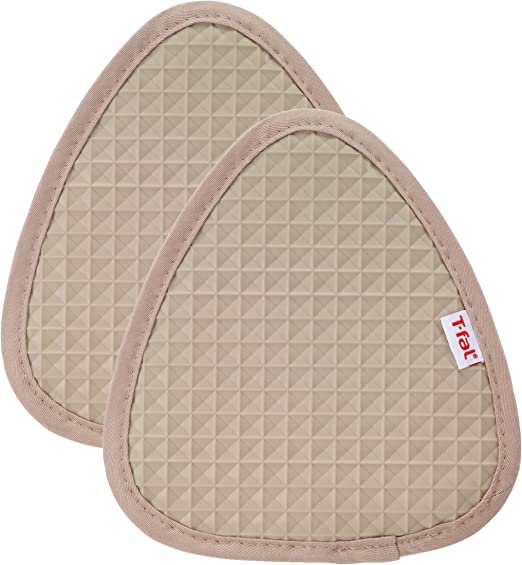 T-fal Textiles Waffle Silicone Pot Holder Set, Softflex, Non-Slip Grip, Heat Resistant, 8.25-inches x 7.5-inches, 2 Pack, Sand 94959