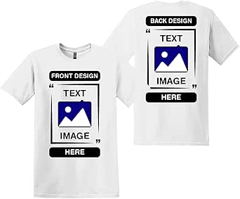 Gildan Custom T-Shirts - Personalized Unisex Crewneck Tee Shirt - Customize Your Image, Text & Photo - Men Women Adult