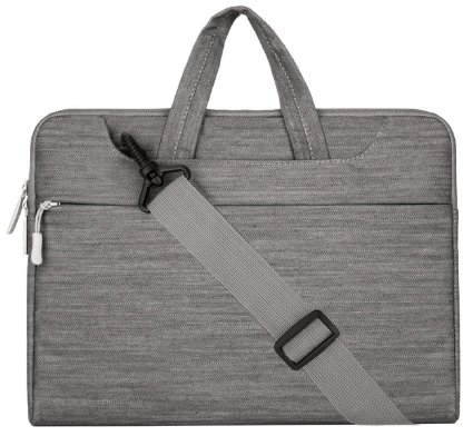 Mosiso Laptop Shoulder Bag / Briefcase, Denim Fabric Carry Case for 15-15.6 Inch Notebook Computer / MacBook Air / MacBook Pro / Chromebook, Gray