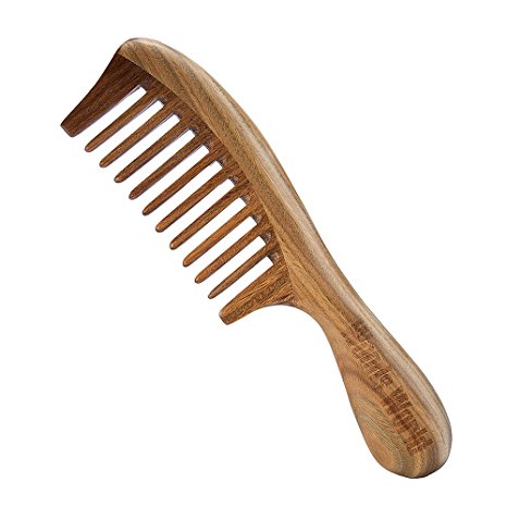 Wooden Hair Comb Woods World natural Green Sandalwood side hair combs & brushed with wide tooth for Detangling wet hair
